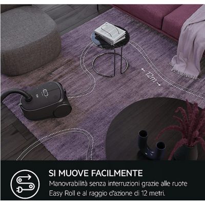 Aspirador con bolsa - AEG AB61C1OKO, 850 W, Potencia de succión 232 W, Depósito 3,5 l, Gris