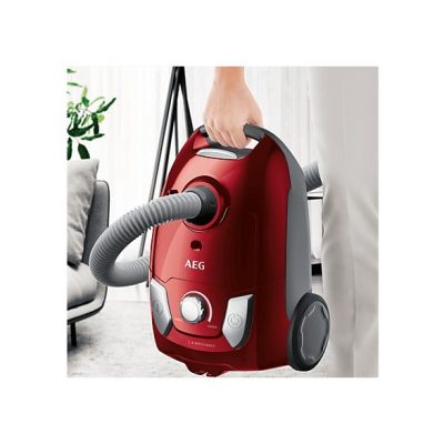 Aspirador con bolsa - AEG VX4-1-WR-A, 750 W, Depósito 3 l, Negro, Rojo