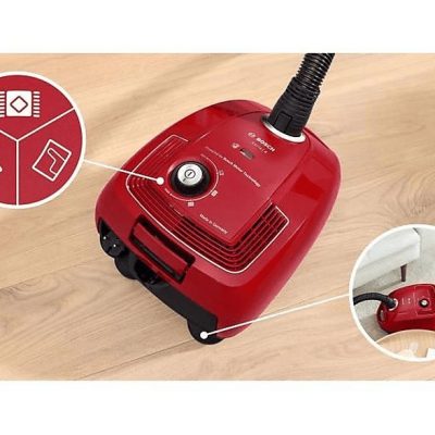 Aspirador con bolsa - BOSCH BGB38RD2, 600 W, Depósito 4 l, Rojo