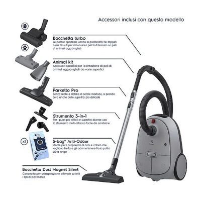 Aspirador con bolsa - ELECTROLUX EB61A5UG, 750 W, Depósito 3,5 l, Gris