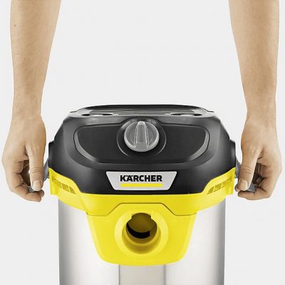 Aspirador con bolsa - KARCHER 1.628-425.0, 1000 W, Depósito 15 l, Acero inoxidable, Amarillo
