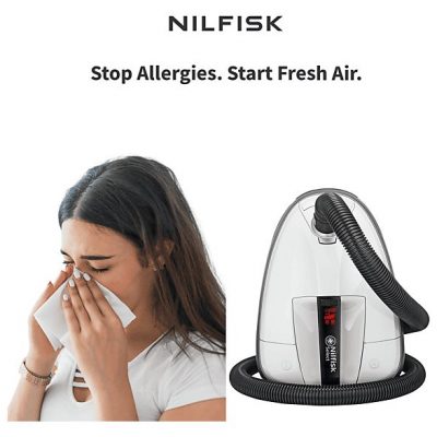 Aspirador con bolsa - NILFISK 128390149, 650 W, Potencia de succión 270 W, Depósito 4,5 l, Blanco
