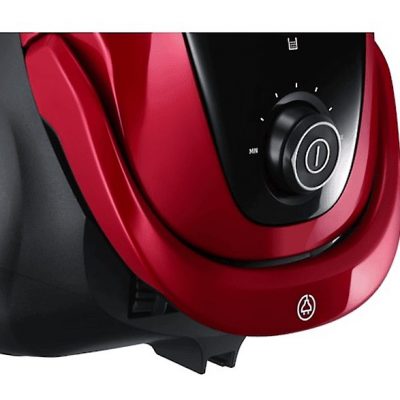 Aspirador con bolsa - SAMSUNG VC07M25E0WR/GE, 750 W, Potencia de succión 200 AirWatt, Depósito 2,5 l, Negro, Rojo