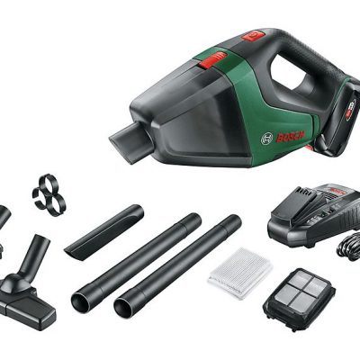 Aspirador de mano - BOSCH 06033B9103, 18 W, Depósito 500 ml, Autonomía 20 min, Negro, Verde