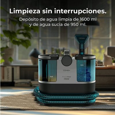 Aspirador de tapicerías - Cecotec Conga 7000 Carpet&Spot Clean Steam XXL, 1700 W, Radio de hasta 7 m, Limpia tapicerías, Azul y Negro
