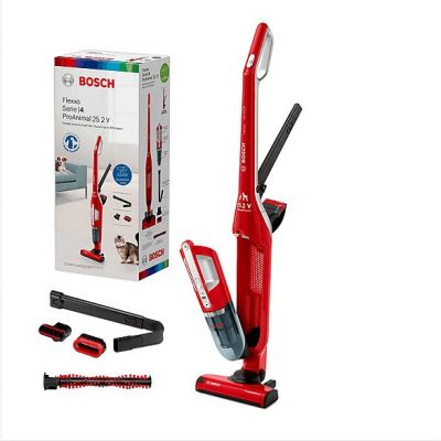 Aspirador escoba - BOSCH BBH3ZOO25, 106 W, Depósito 0,4 l, Autonomía 55 min, Rojo