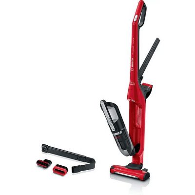 Aspirador escoba - BOSCH BBH3ZOO28, 25,2 V, Potencia de succión 25 AirWatt, Depósito 0,4 l, Negro, Rojo