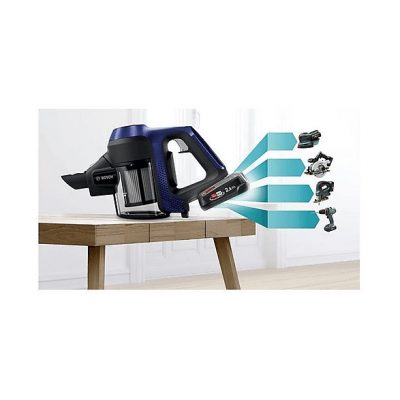 Aspirador escoba - BOSCH BBS611MAT, 200 W, Depósito 0,3 l, Autonomía 30 min, Azul