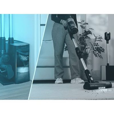 Aspirador escoba - Cecotec Conga Rockstar 5500 Hurricane Station Flex, 700 W, 90 min Autonomía, Inox/Azul