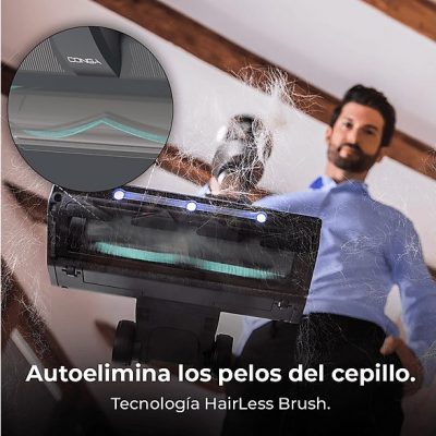 Aspirador escoba - CECOTEC Conga Rockstar 5500 Hurricane Station Pet Flex, 700 W, Potencia de succión 30 kPa, Depósito 0,5 ml, Autonomía 120 min, Multicolor