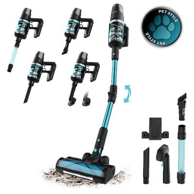 Aspirador escoba - Cecotec RX50 Pet Flex, 300 AW, 780 W, 90 min, Cepillo HairLess, Tubo flexible, Kit completo, Negro/Azul