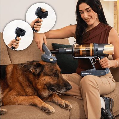 Aspirador escoba - Cecotec RX70 AquaPet Flex, 780 W, 100 min Autonomía, Cepillo HairLess XL, Sin bolsa, Negro/Dorado