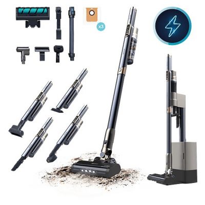 Aspirador escoba - Cecotec Scoba 3000 Station 2 en 1 ultraligero con base de autovaciado, 210 W, 20 kPa, Autonomía 40 min, Cepillo Jalisco, Azul