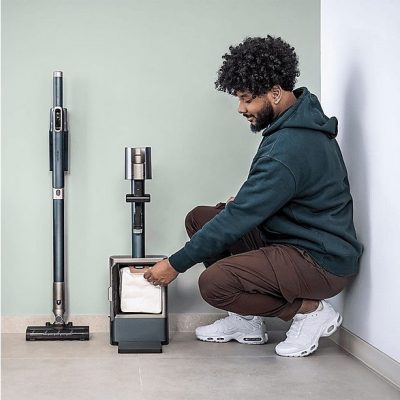 Aspirador escoba - Cecotec Scoba 3000 Station 2 en 1 ultraligero con base de autovaciado, 210 W, 20 kPa, Autonomía 40 min, Cepillo Jalisco, Azul