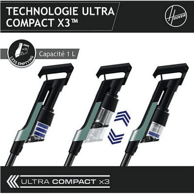 Aspirador escoba - HOOVER 39401036, 165 W, Potencia de succión 165 AirWatt, Depósito 1 l, Autonomía 40 min, Azul