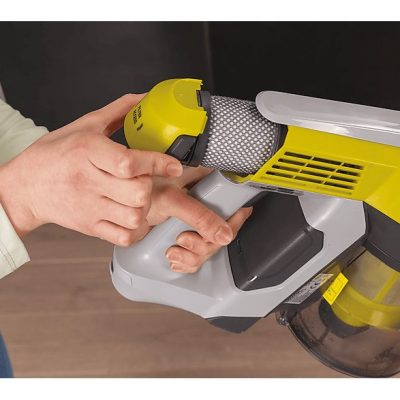 Aspirador escoba - HOOVER HF110H 011, 170 W, Potencia de succión 25 AirWatt, Depósito 0,9 l, Autonomía 30 min, Gris lunar/Verde lima brillante