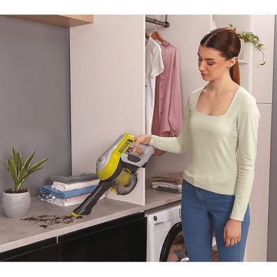 Aspirador escoba - HOOVER HF110H 011, 170 W, Potencia de succión 25 AirWatt, Depósito 0,9 l, Autonomía 30 min, Gris lunar/Verde lima brillante