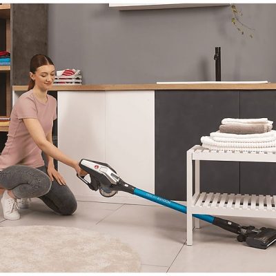 Aspirador escoba - HOOVER HF322TP 011, 240 W, Potencia de succión 240 W, Depósito 0,7 l, Autonomía 40 min, Gris Obsidiano & Azul Skyfall