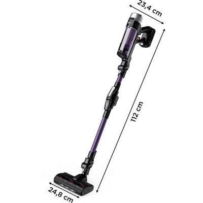 Aspirador escoba - Rowenta RH2039WO X-Force Flex 9.60 Allergy, 200 W, 0.4 L, 45 min, Tecnol. Ciclónica, 3 modos, Multisuperficie, Ultraligera, Púrpura