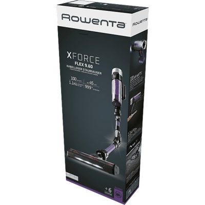 Aspirador escoba - Rowenta RH2039WO X-Force Flex 9.60 Allergy, 200 W, 0.4 L, 45 min, Tecnol. Ciclónica, 3 modos, Multisuperficie, Ultraligera, Púrpura