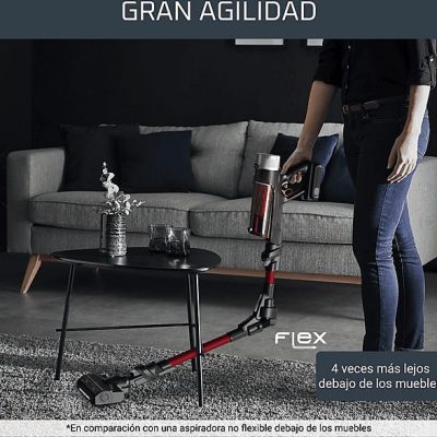 Aspirador escoba - Rowenta RH2079 X-Force Flex 9.60 Animal Care, 200 W, 0.4 L, 45 min, Tecno.Ciclónica, 3 modos, Ultraligera, Especial Mascotas, Roja