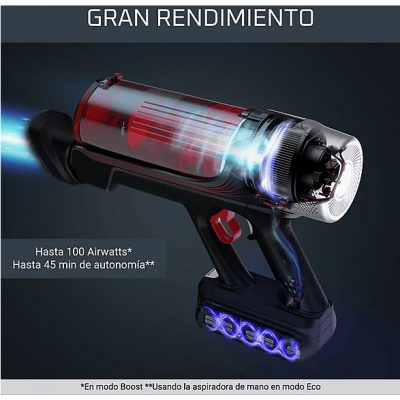 Aspirador escoba - Rowenta RH2079 X-Force Flex 9.60 Animal Care, 200 W, 0.4 L, 45 min, Tecno.Ciclónica, 3 modos, Ultraligera, Especial Mascotas, Roja