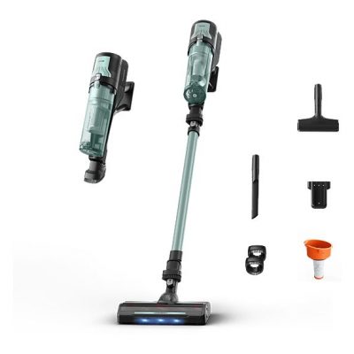 Aspirador escoba - Rowenta X-FORCE 8.80 RH1833, 250 W, 100 AW, 45 min Autonomía, 0.44 L, Ligera, 1.3 Kg, Limpieza 4 en 1, Verde, Gris