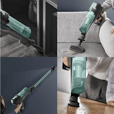 Aspirador escoba - Rowenta X-FORCE 8.80 RH1833, 250 W, 100 AW, 45 min Autonomía, 0.44 L, Ligera, 1.3 Kg, Limpieza 4 en 1, Verde, Gris