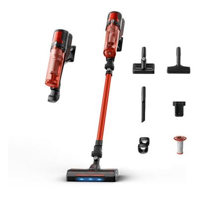 Aspirador escoba - Rowenta  X Force 8.80 RH1872E, 250 W, Potencia succión 100 AW, 1.3 kg, 60 min autonomía, 0.44 l, Ligera, Especial Mascotas, Rojo