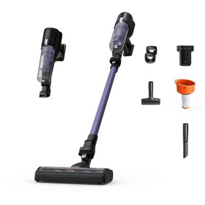 Aspirador escoba - Rowenta X Pert 5.80 RH5A32, Potencia succión 120 AW, 60 min, Cepillo multisuperficie, Pantalla digital, Alta filtración, Violeta