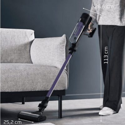 Aspirador escoba - Rowenta X Pert 5.80 RH5A32, Potencia succión 120 AW, 60 min, Cepillo multisuperficie, Pantalla digital, Alta filtración, Violeta