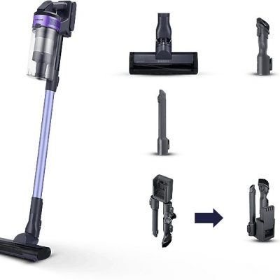 Aspirador escoba - SAMSUNG VS15A6031R4/ET, 410,00 W, Potencia de succión 150 AirWatt, Depósito 0,80 l, Autonomía mínima: 5 min media: 20 min máxima: 40 min, Negro