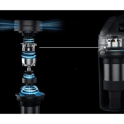 Aspirador escoba - SAMSUNG VS15A6031R4/ET, 410,00 W, Potencia de succión 150 AirWatt, Depósito 0,80 l, Autonomía mínima: 5 min media: 20 min máxima: 40 min, Negro