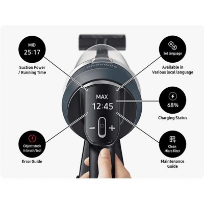 Aspirador escoba - SAMSUNG VS20C8524TB/WA, 210 W, Potencia de succión 210 W, Depósito 0,8 l, Autonomía 60 min, Negro