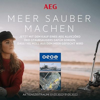 Aspirador sin bolsa - AEG AL61C2ÖKO, 550 W, Potencia de succión 165 W, Depósito 1,6 l, Inox