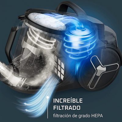 Aspirador sin bolsa - Rowenta Green Force Cyclonic Effitech+ RO7C71, 900W, 2.5 L, Filtración HEPA, Radio Acción 9 m, 66 dB(A), Kit hogar y coche, Azul