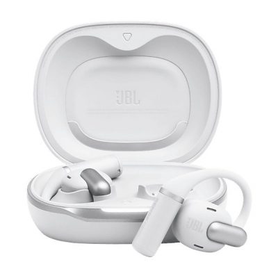 Auriculares conducción de aire - JBL Sense Pro, 38h Autonomía, Open-ear, Gancho Ajustable, 4 Micrófonos, Blanco