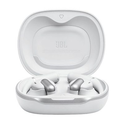Auriculares conducción de aire - JBL Sense Pro, 38h Autonomía, Open-ear, Gancho Ajustable, 4 Micrófonos, Blanco