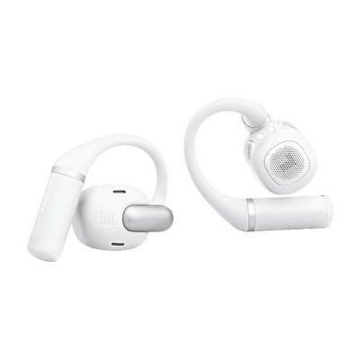 Auriculares conducción de aire - JBL Sense Pro, 38h Autonomía, Open-ear, Gancho Ajustable, 4 Micrófonos, Blanco