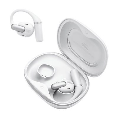 Auriculares conducción de aire - JBL Sense Pro, 38h Autonomía, Open-ear, Gancho Ajustable, 4 Micrófonos, Blanco