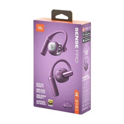 Auriculares conducción de aire - JBL Sense Pro, 38h Autonomía, Open-ear, Gancho Ajustable, 4 Micrófonos, Morado