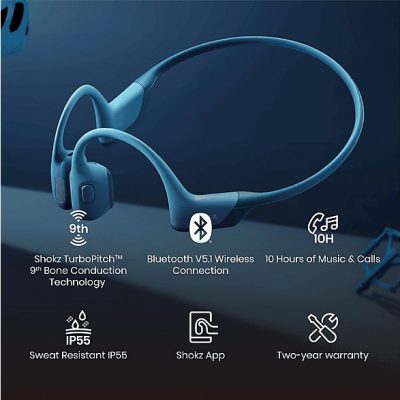 Auriculares conducción ósea  - OpenRun Pro SHOKZ, Control remoto, Bluetooth, Blue