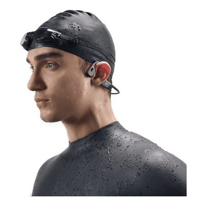 Auriculares conducción ósea - Shokz OpenSwim Pro, Banda para el cuello, Bluetooth/MP3, Carga por USB-C, IP68, Gris