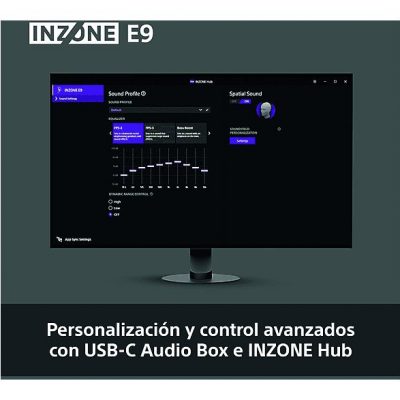 Auriculares gaming - Sony INZONE E9, Aislamiento acústico, Caja de audio USB-C, PC streaming, Cable 1,8 m, Fnatic, Estuche, G900W, Blanco