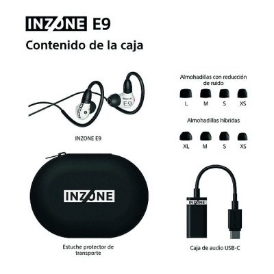 Auriculares gaming - Sony INZONE E9, Aislamiento acústico, Caja de audio USB-C, PC streaming, Cable 1,8 m, Fnatic, Estuche, G900W, Blanco