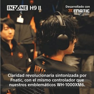 Auriculares gaming - Sony INZONE H9 II, Inalámbricos, Noise Cancelling, Fnatic, Micrófono, IA, 30h, Bluetooth/LE/2,4 GHz, Ligeros, PC, WHG910N, Blanco