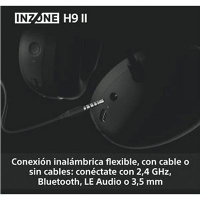 Auriculares gaming - Sony INZONE H9 II, Inalámbricos, Noise Cancelling, Fnatic, Micrófono, IA, 30h, Bluetooth/LE/2,4 GHz, Ligeros, PC, WHG910N, Blanco
