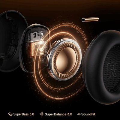 Auriculares inalámbricos - Baseus Inspire XH1 Sound By Bose, Wireless, Cancelación de Ruido, Audio Hi-Res/LDAC, Comodidad Cloud-Soft, Negro Cosmic