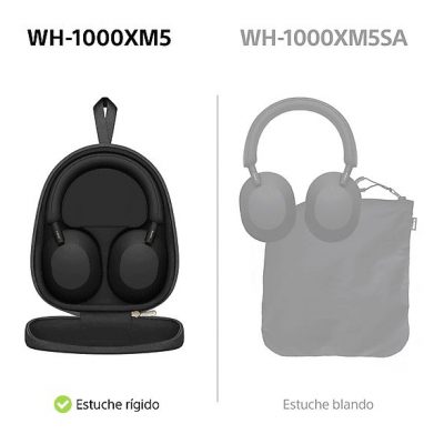 Auriculares inalámbricos - Sony WH-1000XM5B, Estuche rígido, Cancelación ruido, 30h, Hi-Res, Carga Rápida, Llamada Nítida, Bluetooth, Diadema, Negro