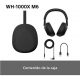 Auriculares inalámbricos - Sony WH-1000XM6, Cancelación ruido, 30h Autonomía, Hi-Res, Carga Rápida, Cómodo, Plegable, iOS/Android, Plata